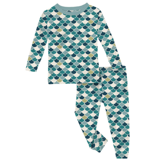 Print Long Sleeve Pajama Set | Lagoon Scales