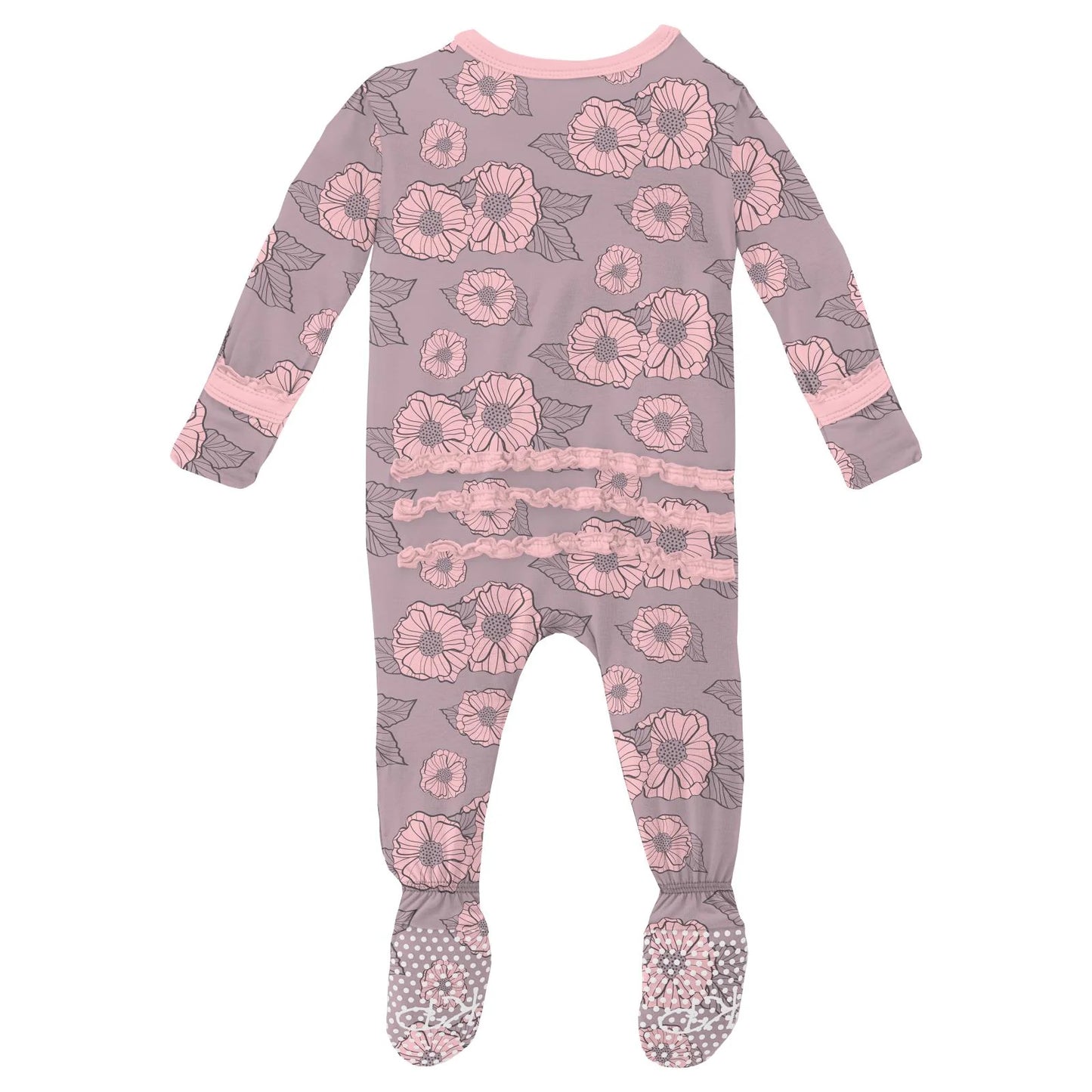 Print Muffin Ruffle Footie with Zipper | Sweet Pea Poppies