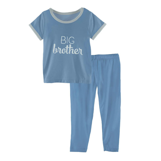 Holiday Short Sleeve Appliqué Pajama Set in Blue Moon Big brother