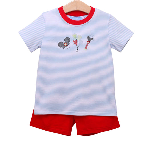 Mouse Embroidery Short Set