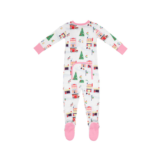 Noelles Night Night Footie | Merry Little Main Street with Hamptons Hot Pink