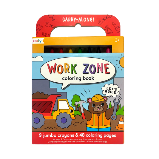 Carry Along! Coloring Book and Crayon Set - Work Zone -Set of 9 Crayons