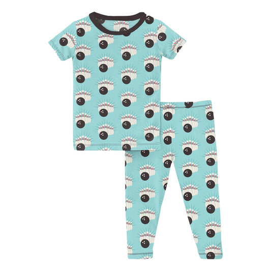 Print Short Sleeve Pajama Set | Summer Sky Bowling
