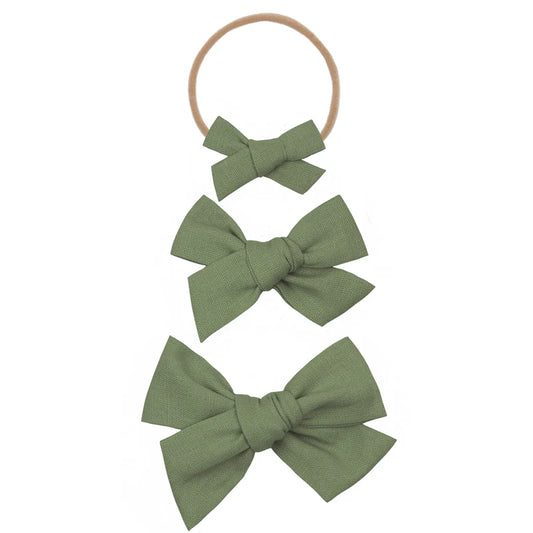 Linen Bow | Olive Headband