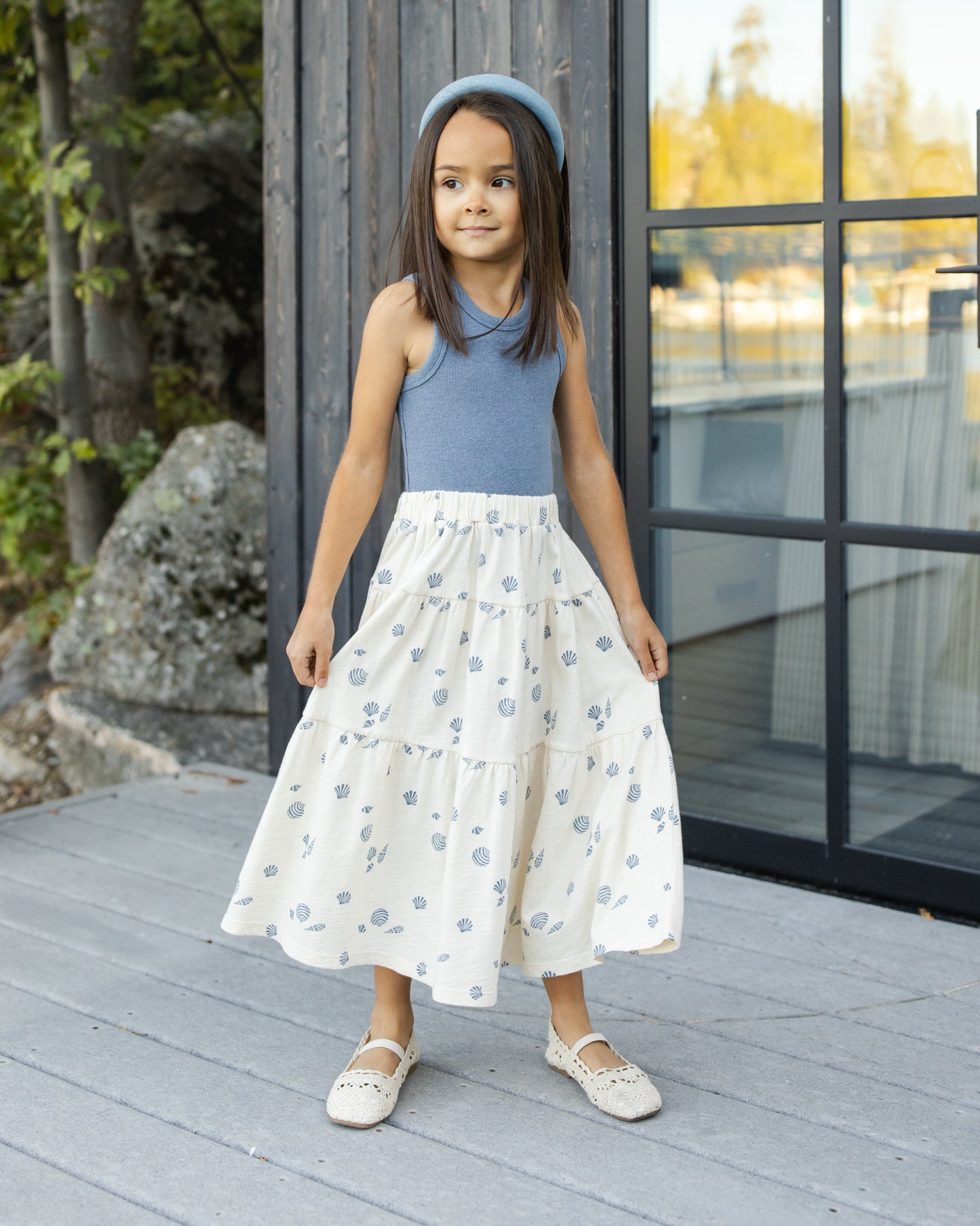 Tiered Midi Skirt || Seashells