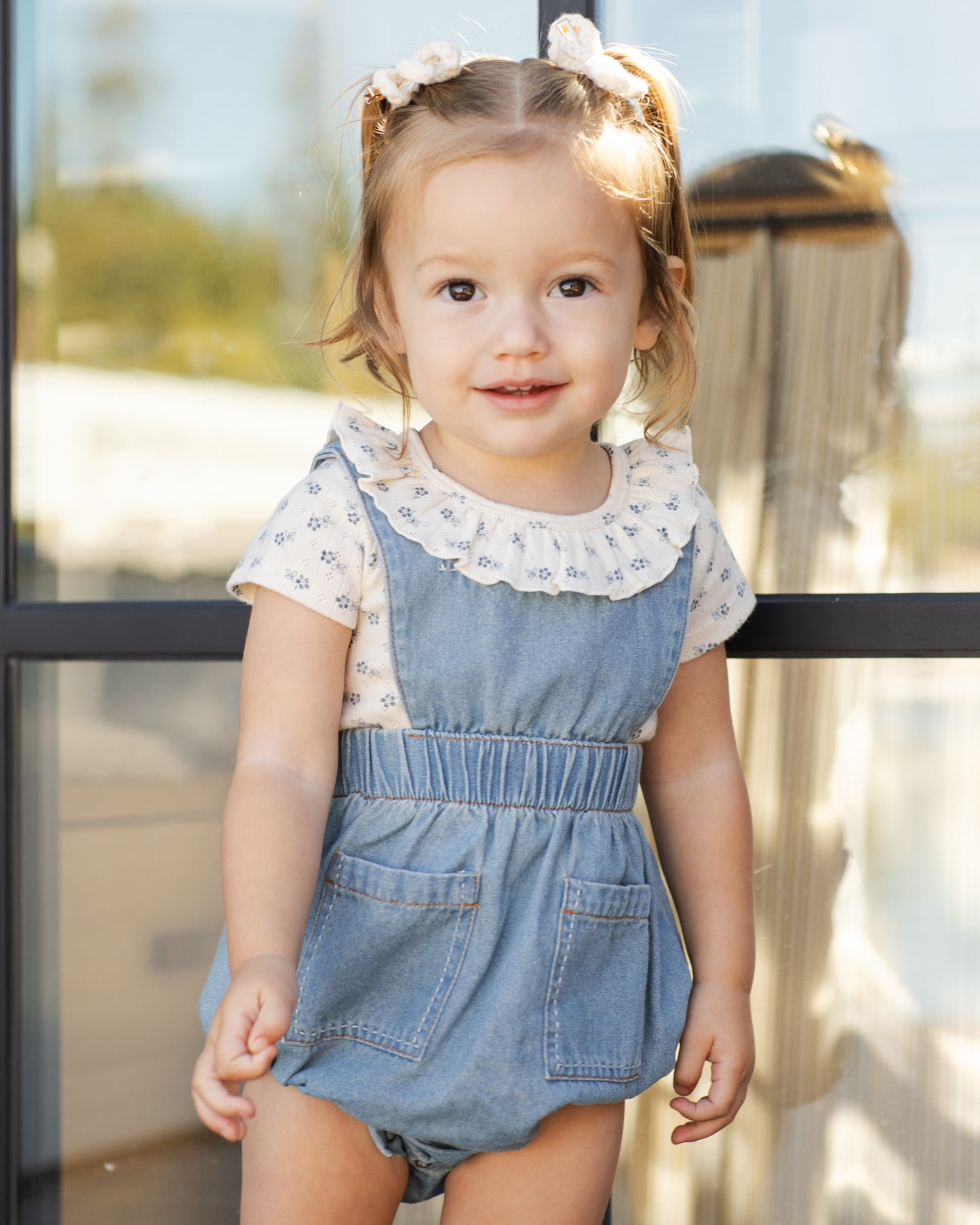 Denim Romper || Washed Blue