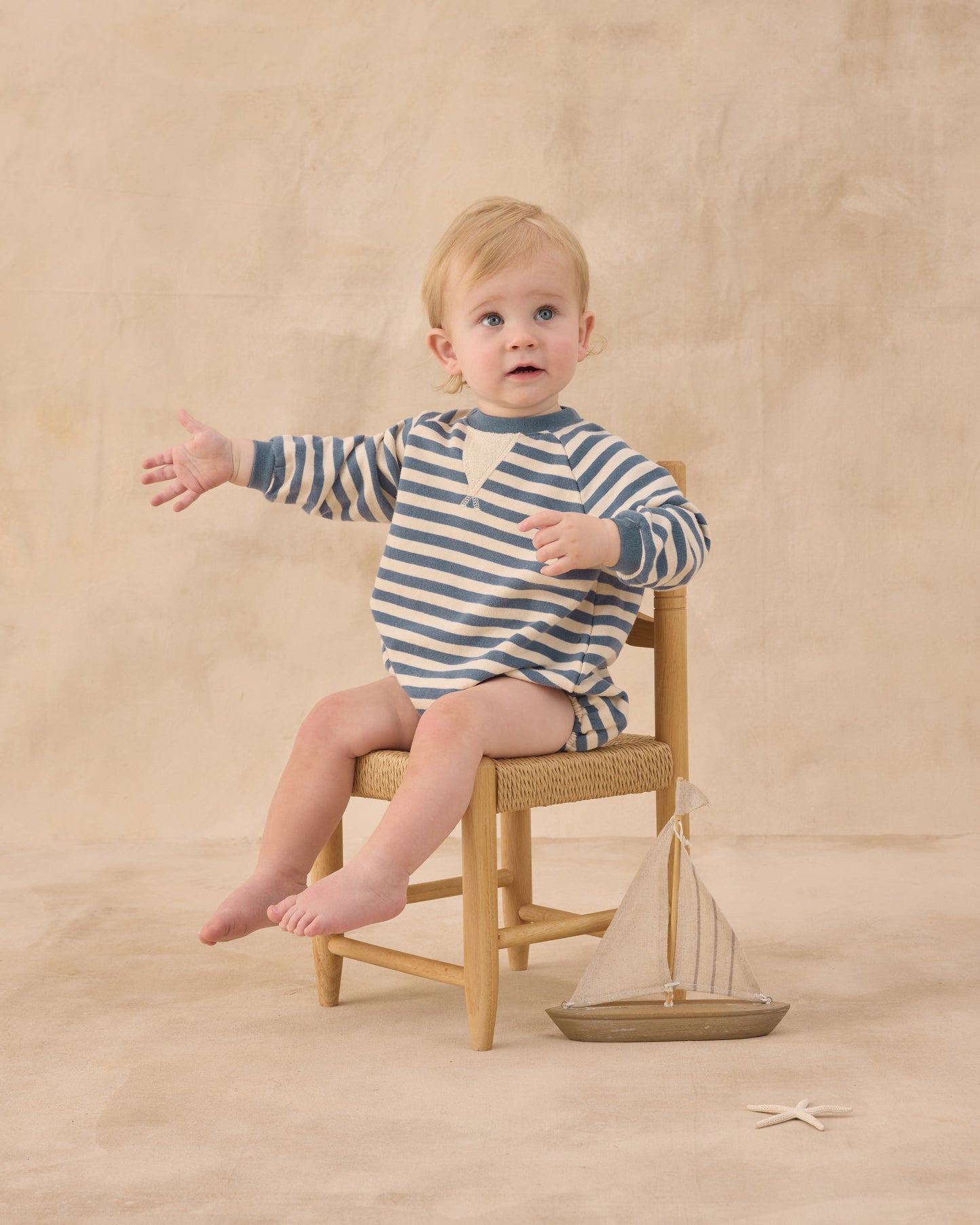 Crewneck Romper || Marine Stripe