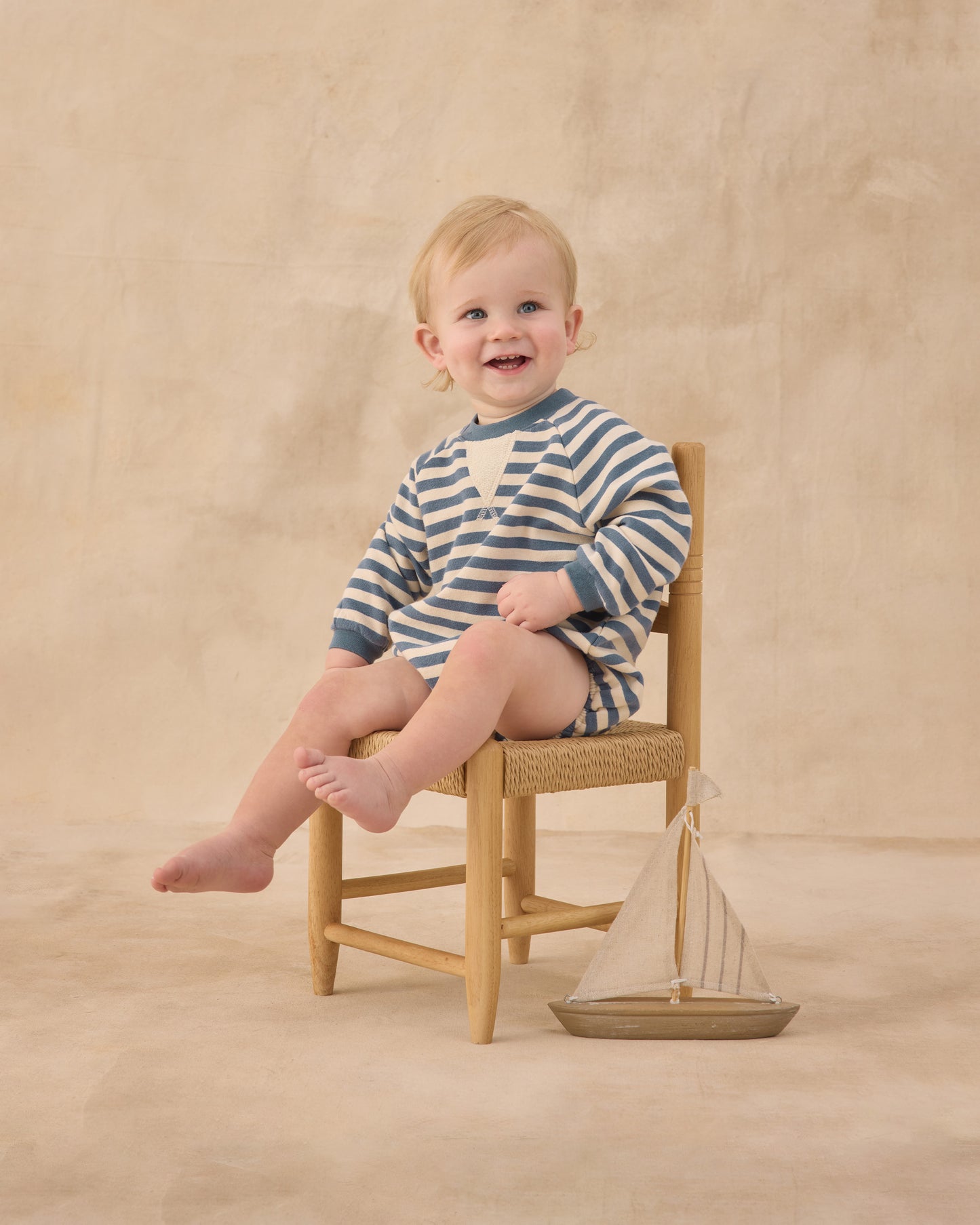Crewneck Romper || Marine Stripe
