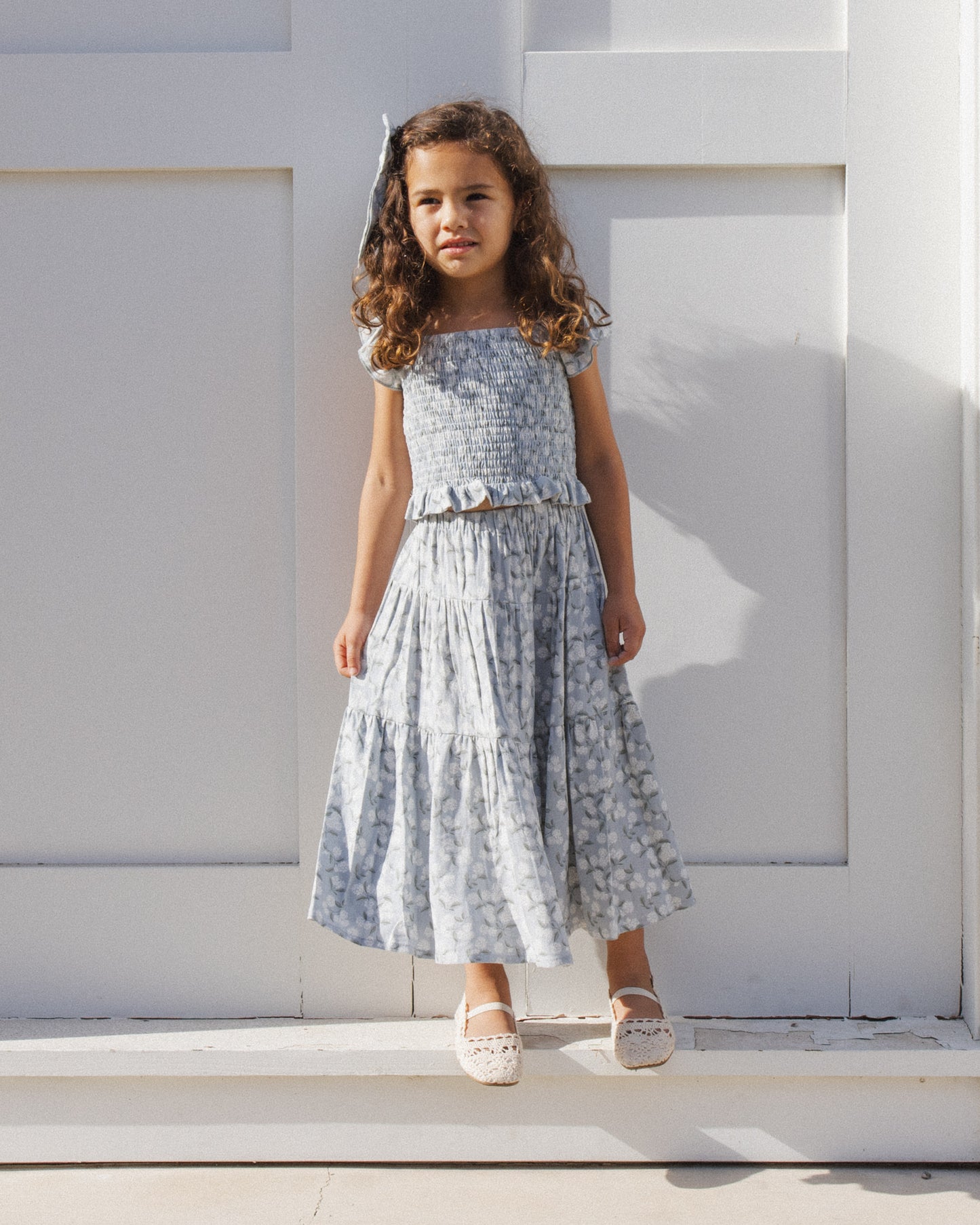 Tiered Midi Skirt || Light Blue