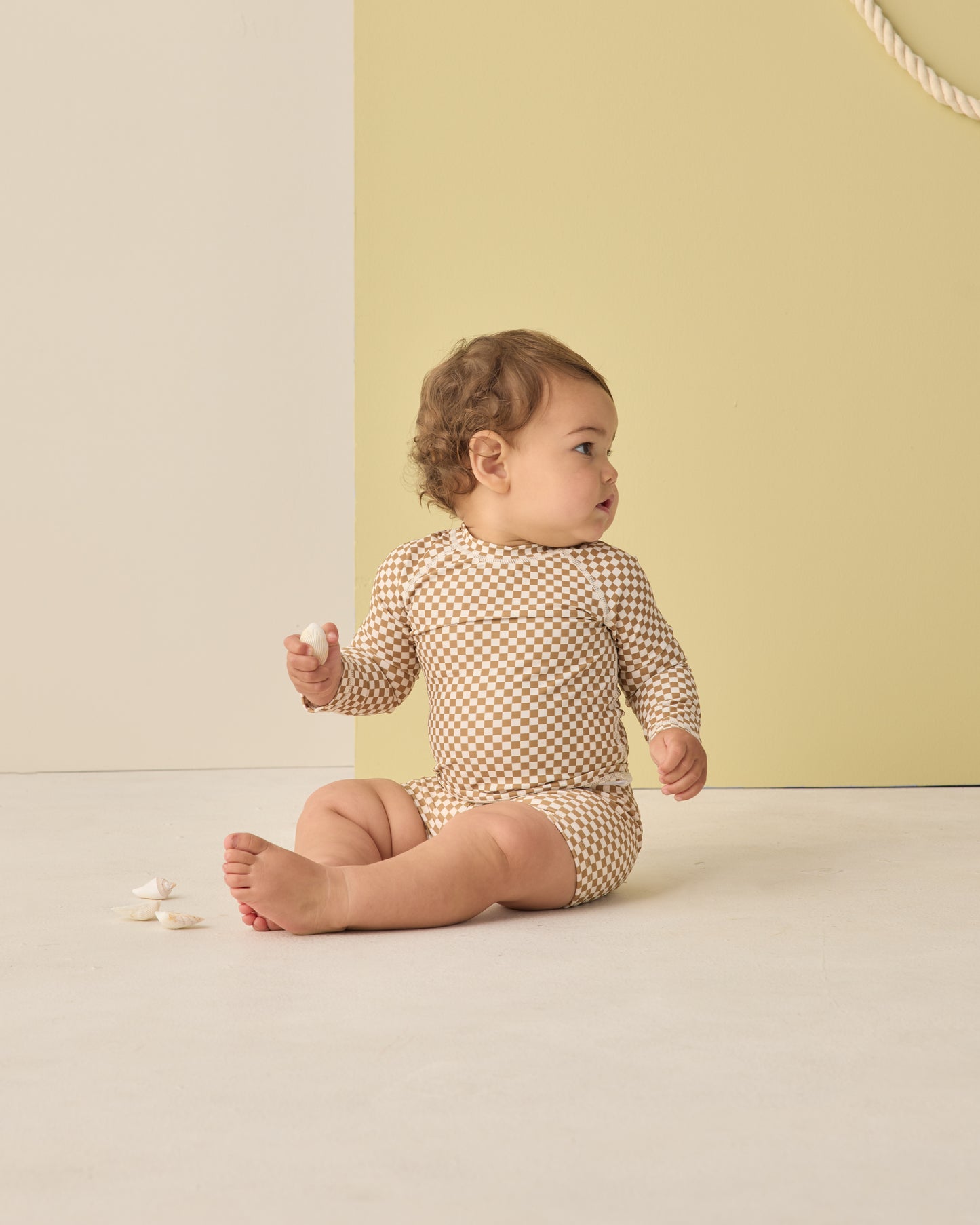 Boys Rashguard Set || Ocre Check