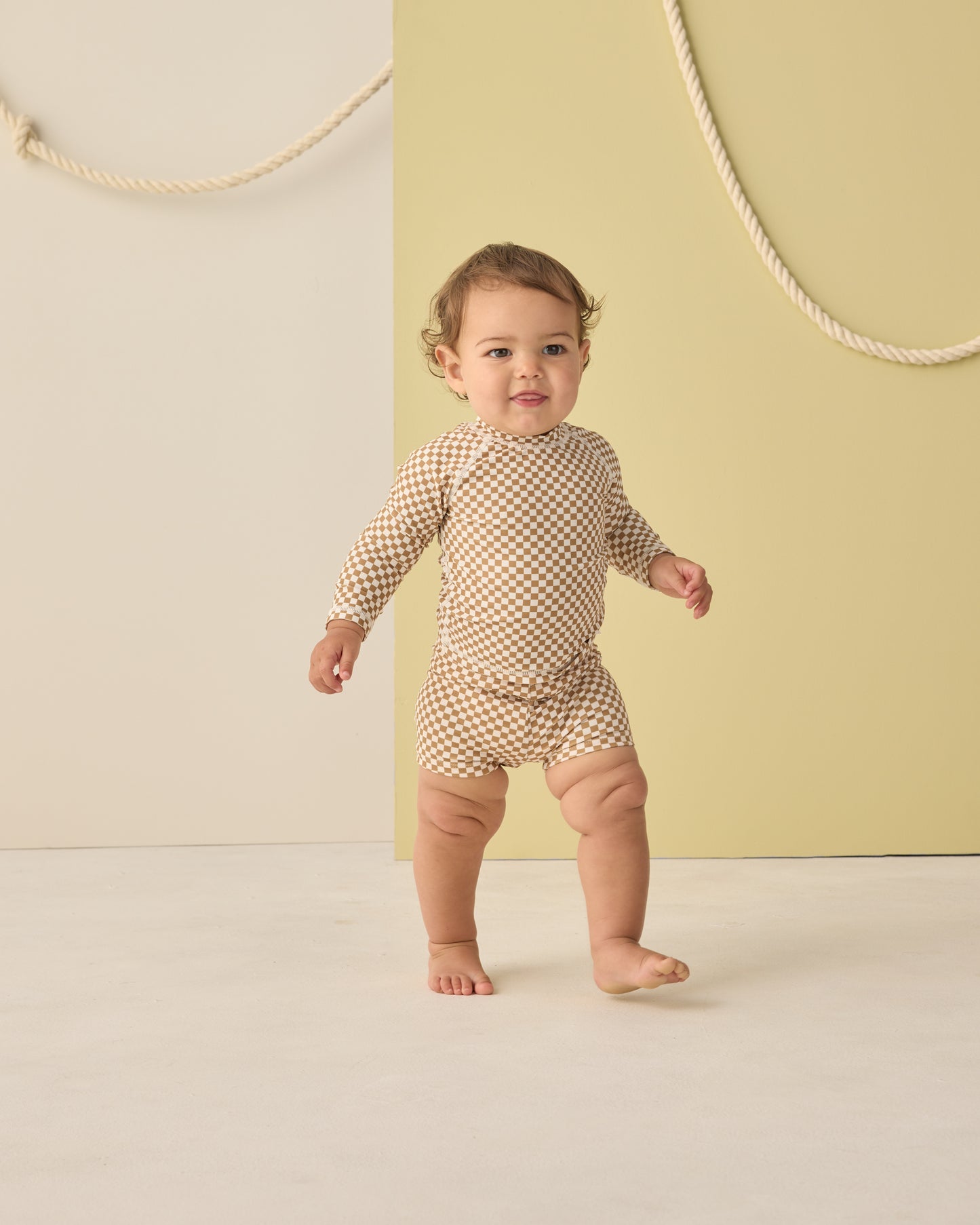 Boys Rashguard Set || Ocre Check