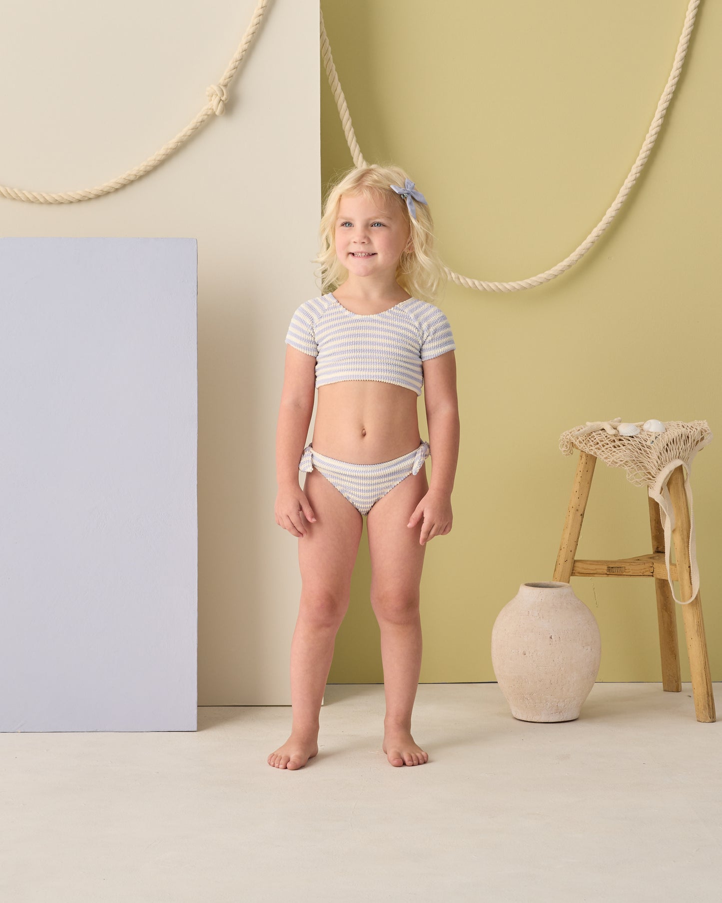 Cropped Rashguard Set || Periwinkle Stripe