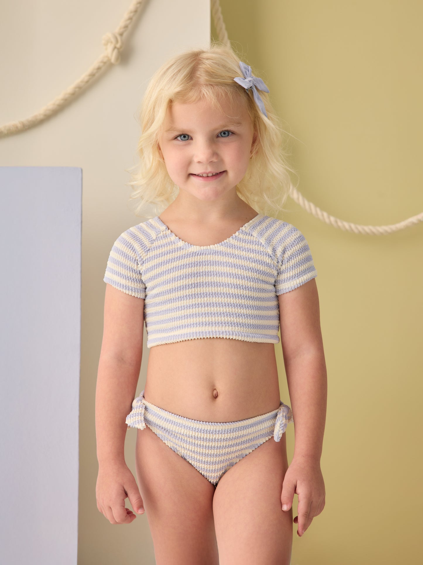 Cropped Rashguard Set || Periwinkle Stripe