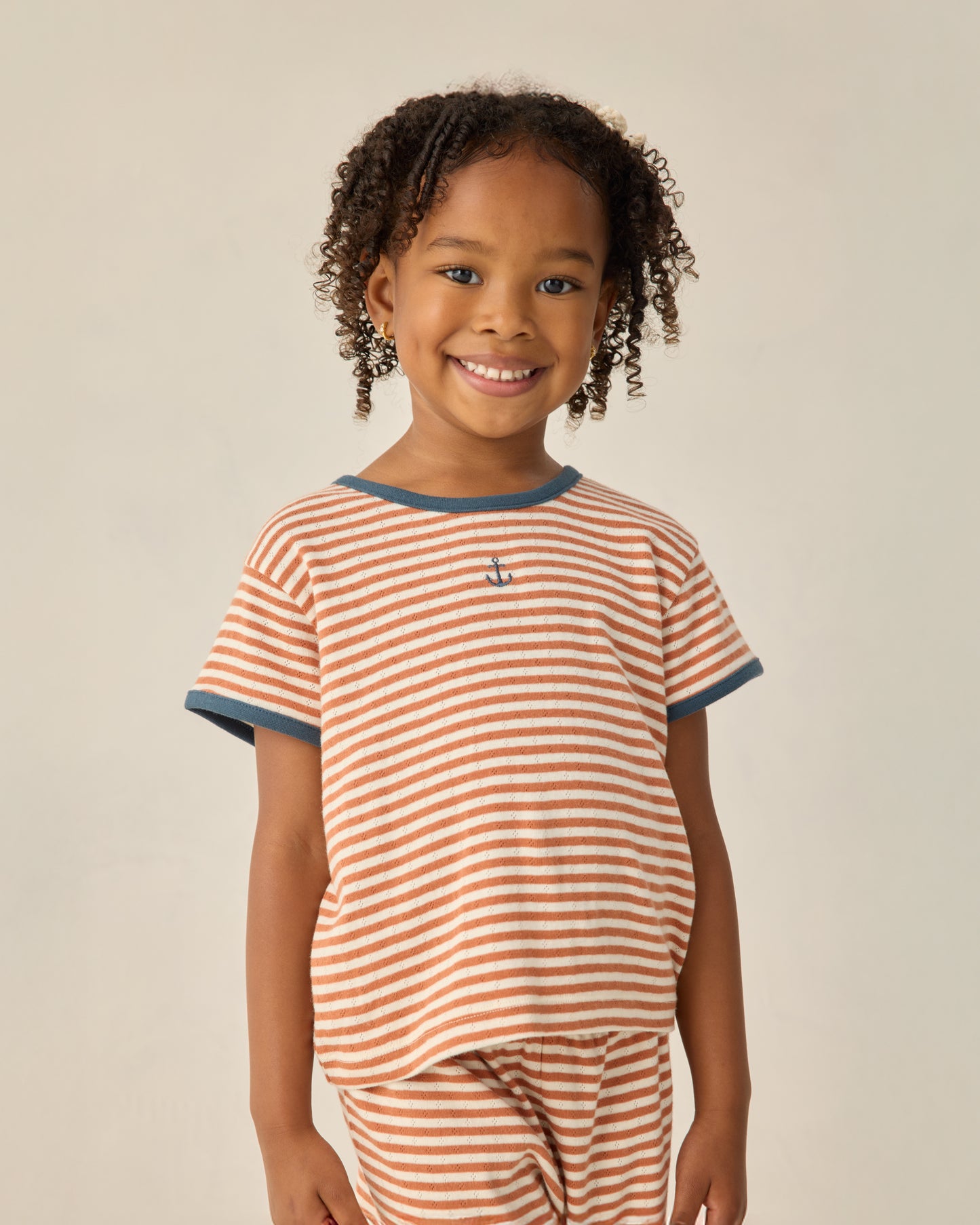 Pointelle Tee || Poppy Stripe