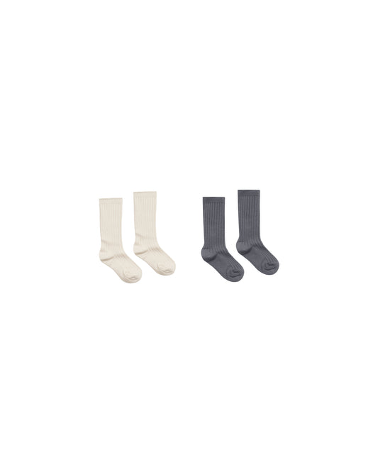 Ribbed Socks || Natural & Indigo