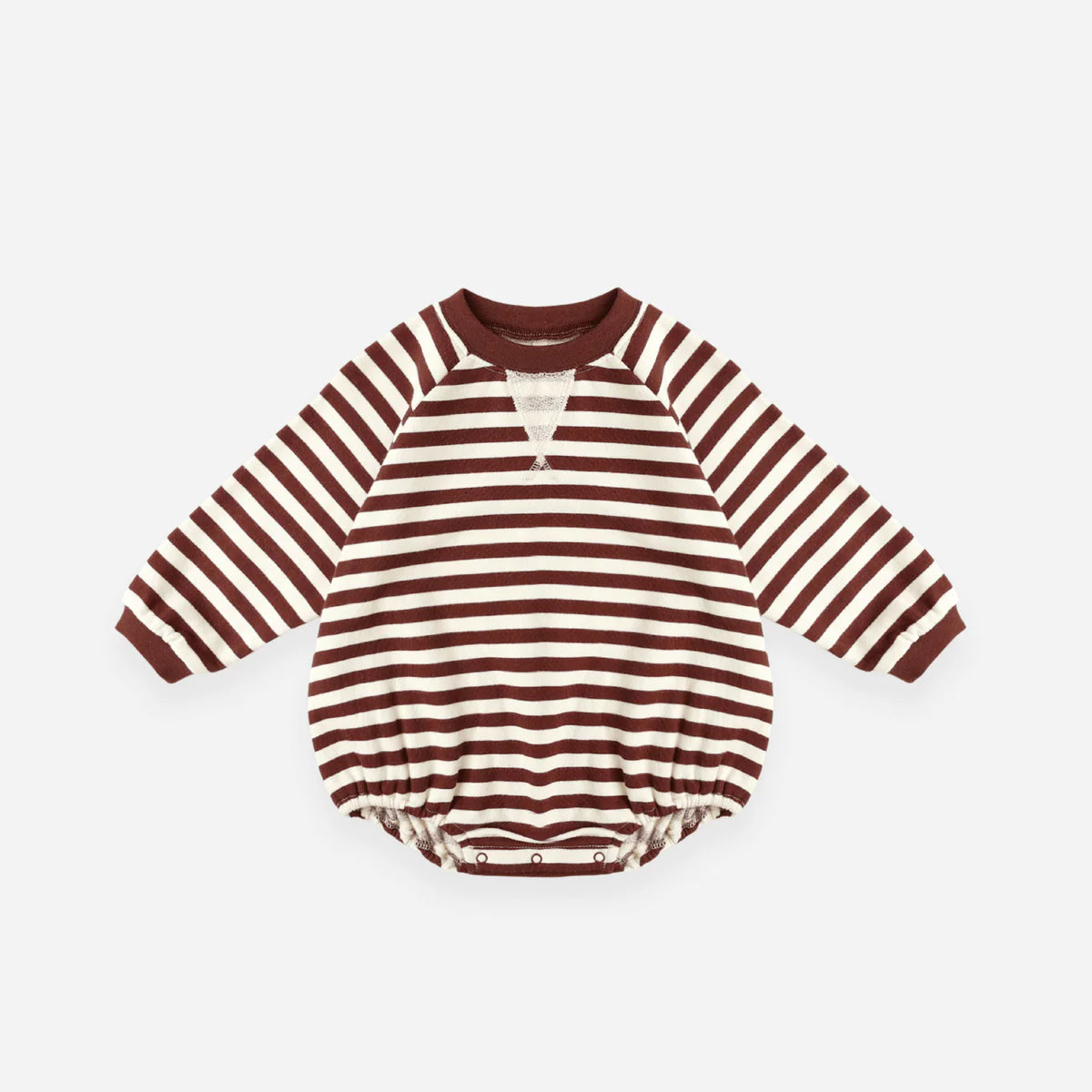Crewneck Romper || Burgundy Stripe