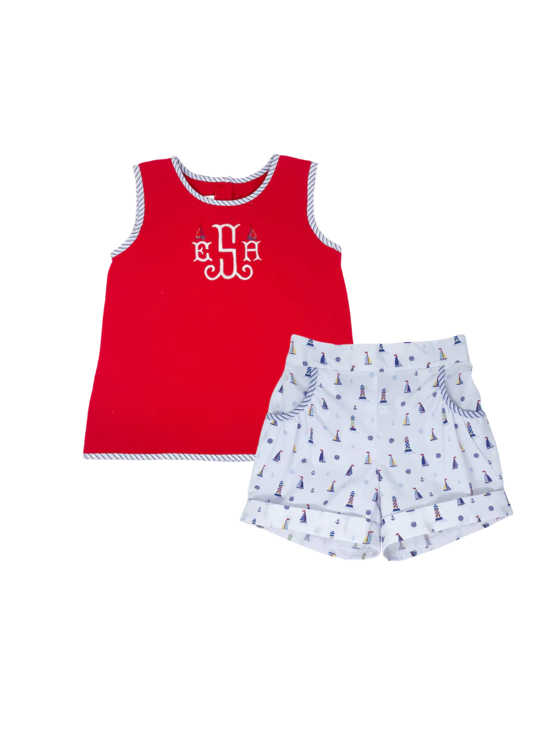 Lucy Short Set | Nautical Red