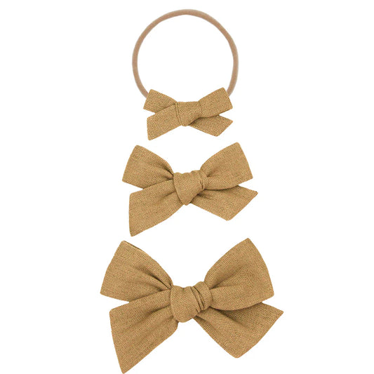 Linen Bow | Tan Headband