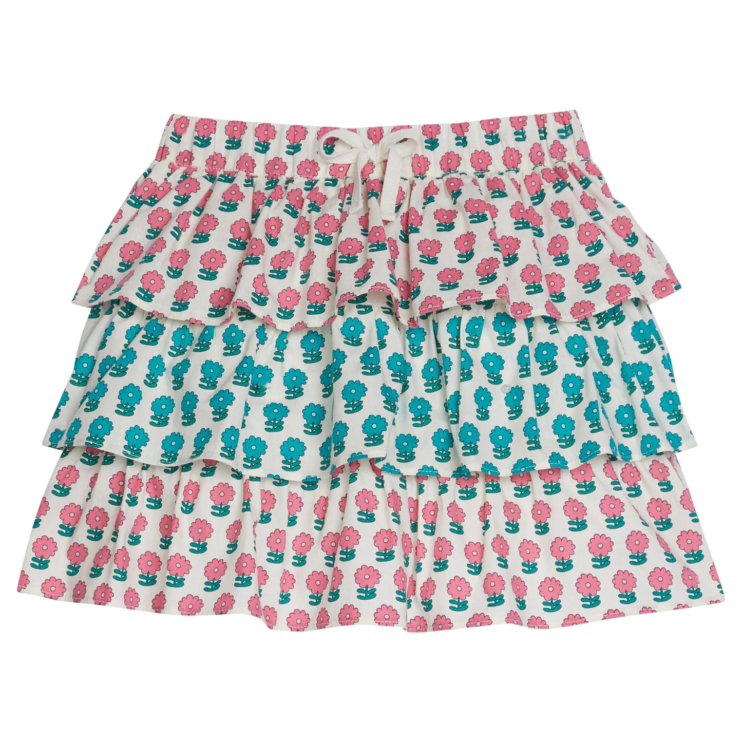 Tiered Mini Skort | Pink & Turquoise Marigold