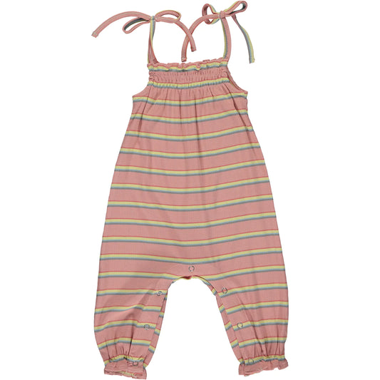 Victoria Romper | Pink Rib Stripe