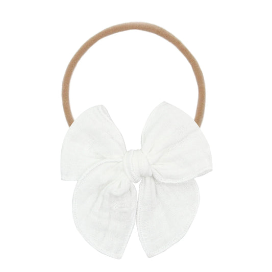 Cloud Muslin Heirloom Bow | White