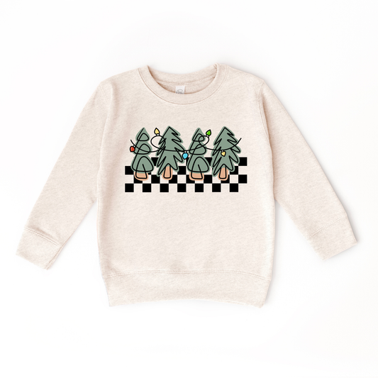 Christmas Tree Checkered Sweatshirt | Natural Heather