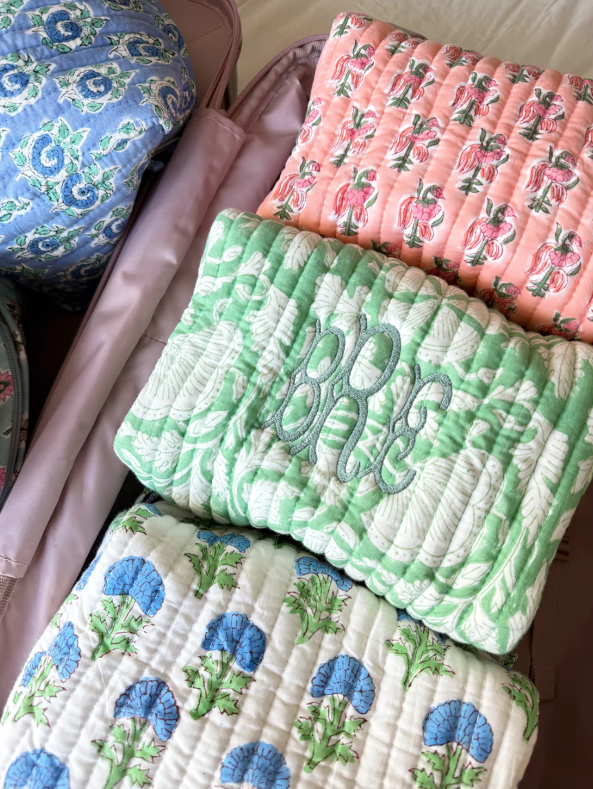 Quilted Block - Print Makeup Bag: Vibrant Orchid