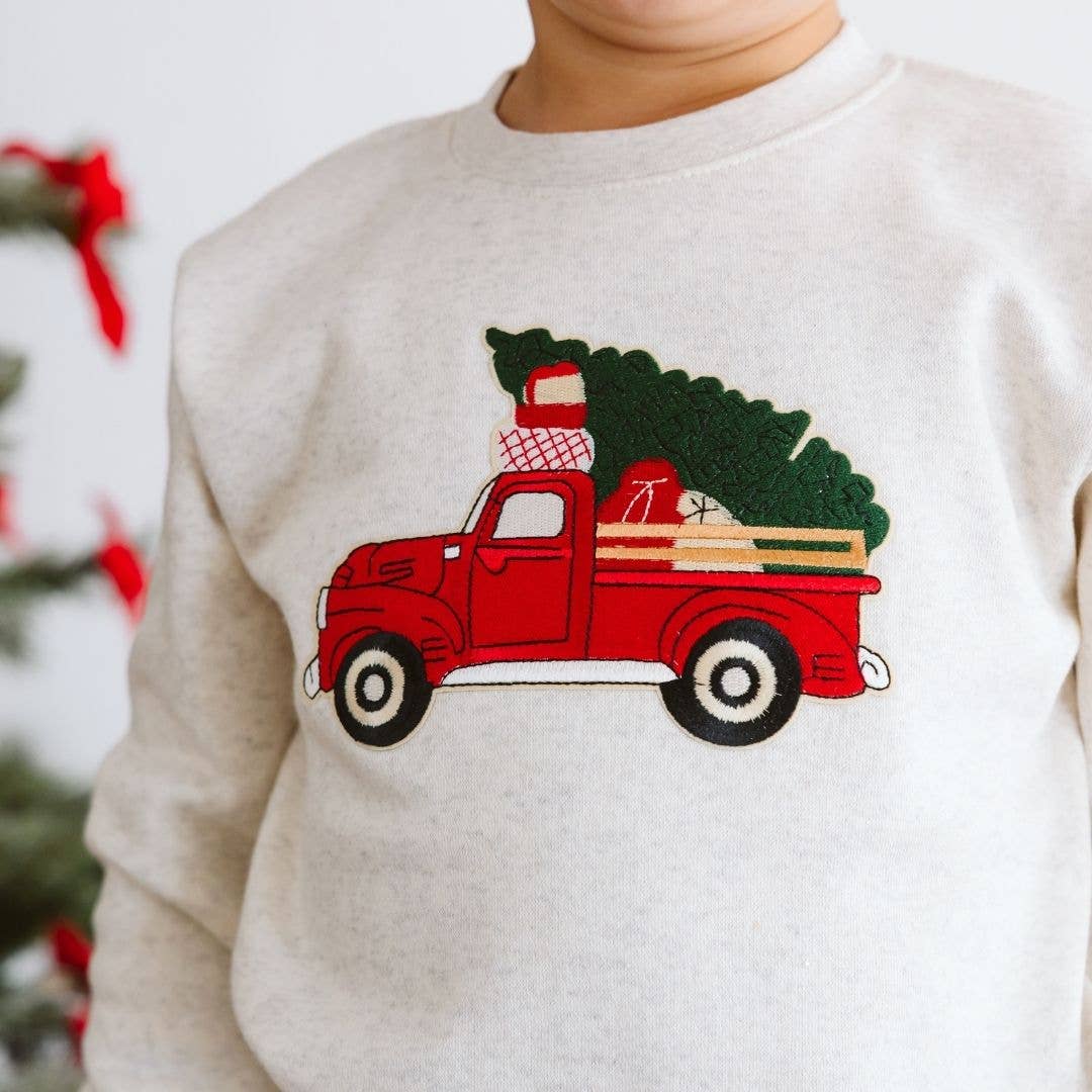 Christmas Truck Patch Sweatshirt | Natural