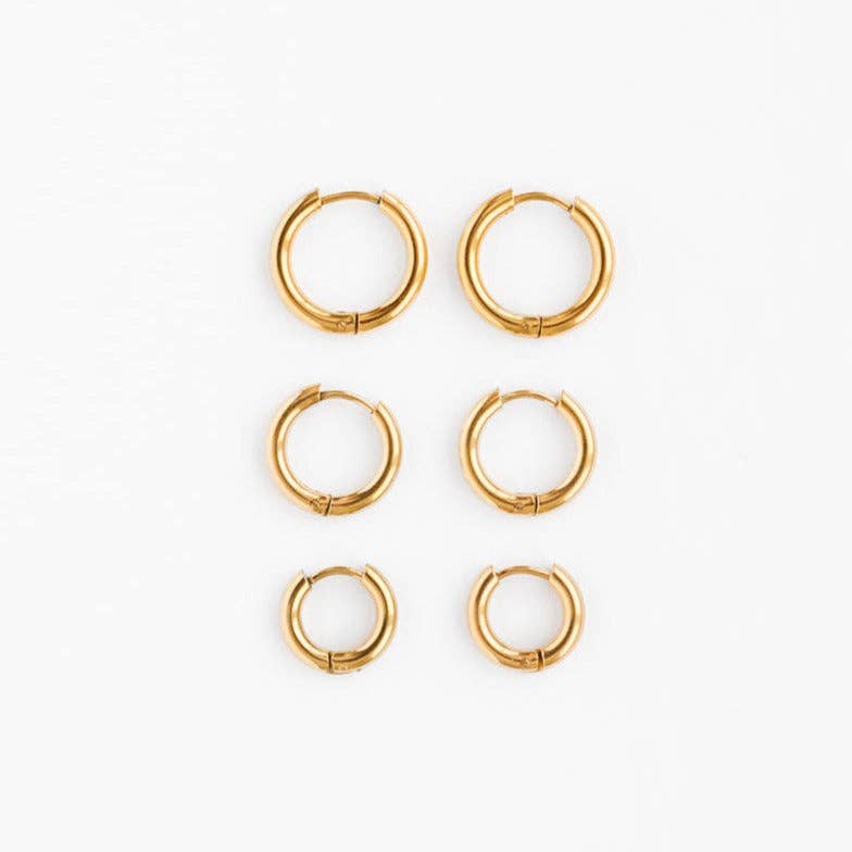 Endless Hoop Stud Earrings : Gold / 8mm