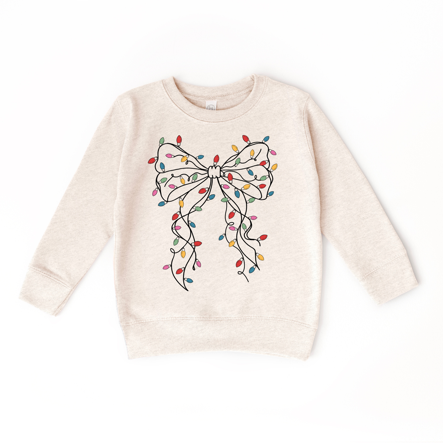 Christmas Bow and Lights Sweatshirt | Natural Heather