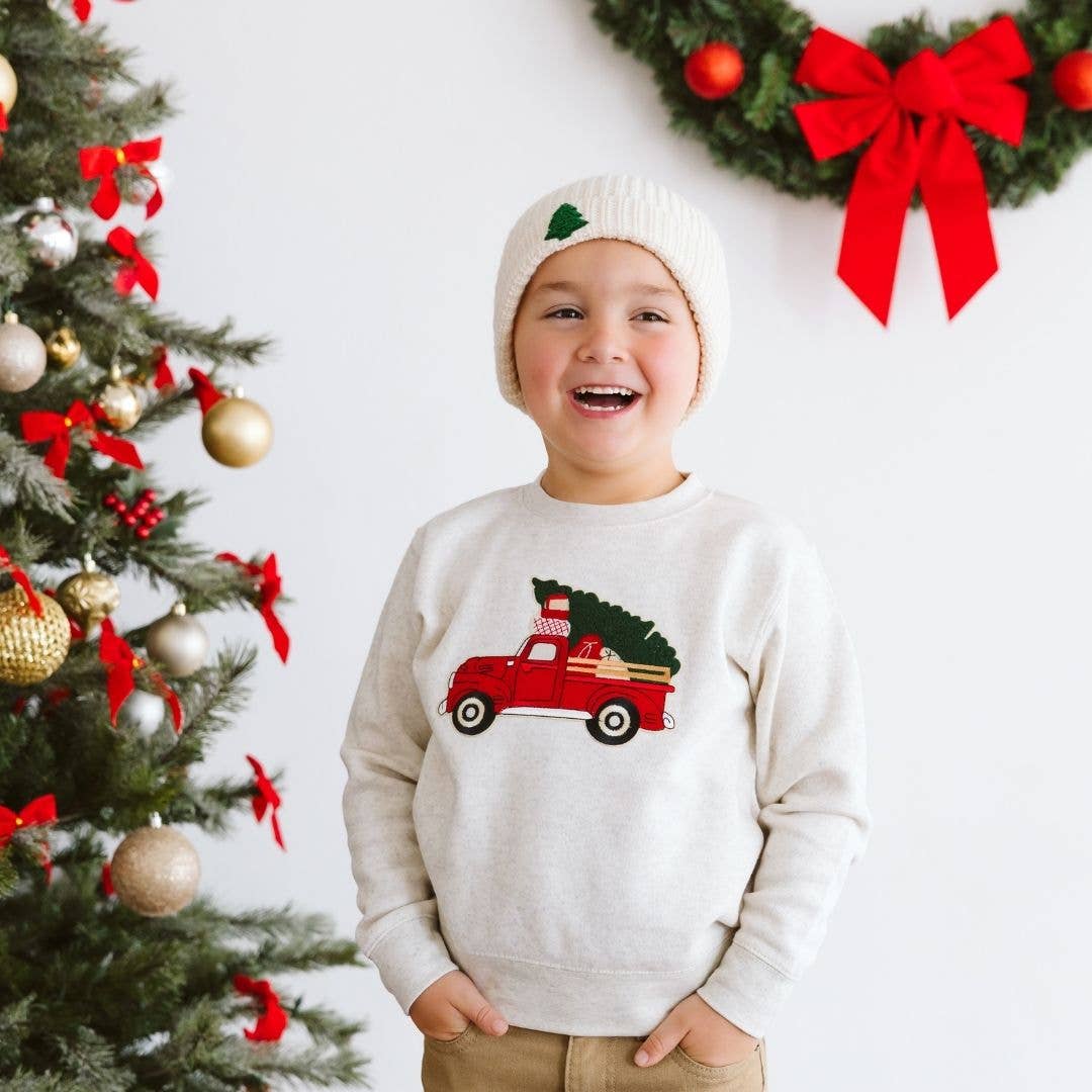 Christmas Truck Patch Sweatshirt | Natural