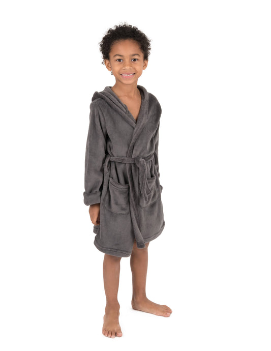 Kids Fleece Hooded Robe | Grey