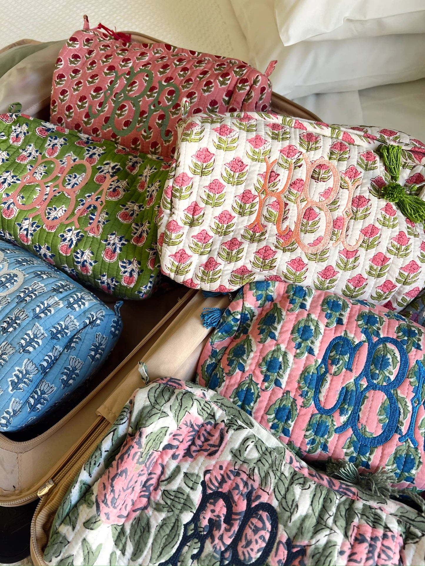 Quilted Block - Print Makeup Bag: Vibrant Orchid
