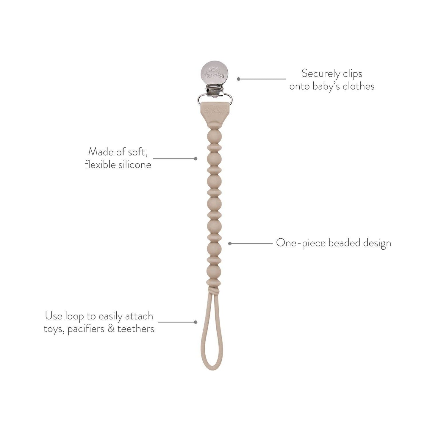 Sweetie Strap™ Silicone One-Piece Pacifier Clips - Toast