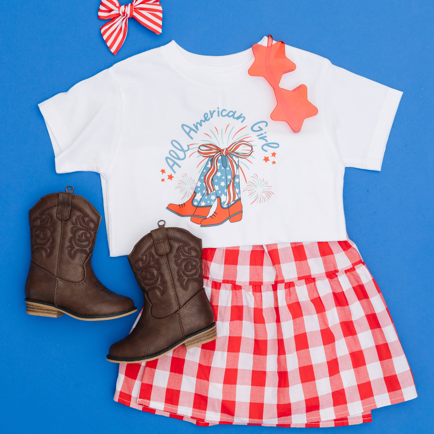 All American Girl Cowboy Boots Shirt | Ice Blue