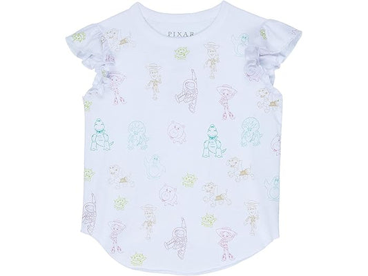 Girls Scribble Pattern Toy Story Flutter Sleeve