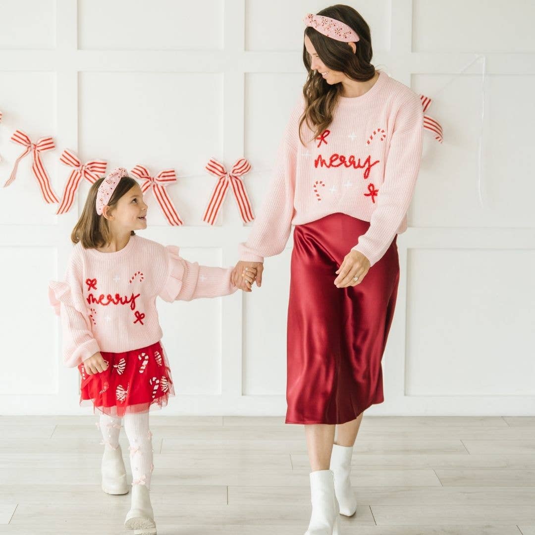 Coquette Merry Christmas Knit Women's Sweater - Mommy and Me