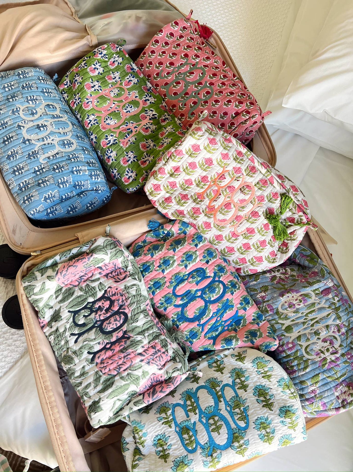 Quilted Block - Print Makeup Bag: Vibrant Orchid
