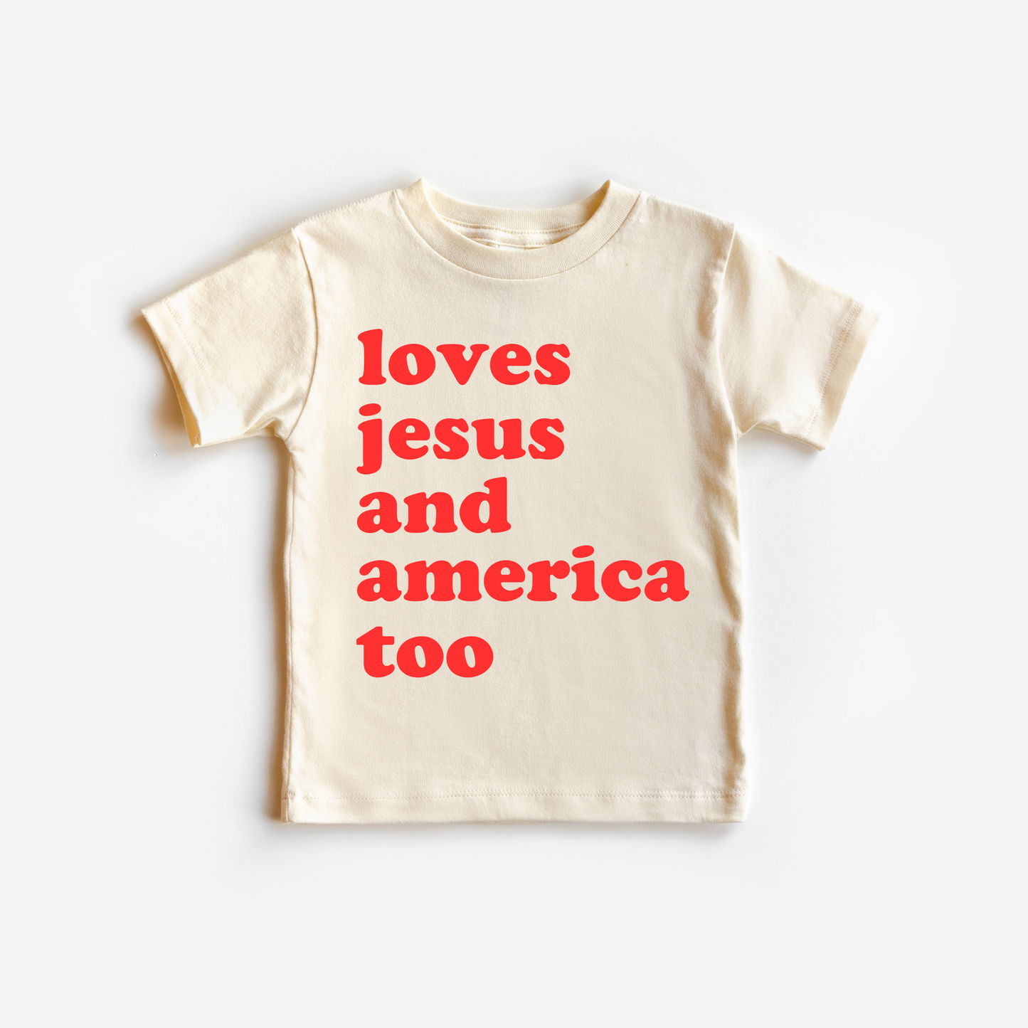 Benny & Ray Apparel - Loves Jesus and America Too 4th of July Shirt: 3T / Blue / White