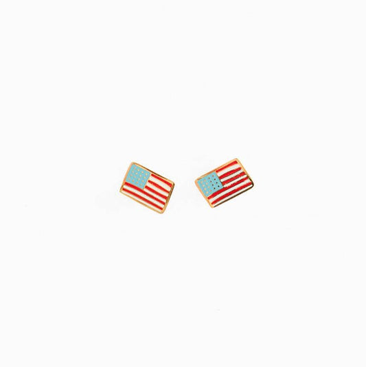 American Flag  Stud Earrings - Hypoallergenic, Flat Back