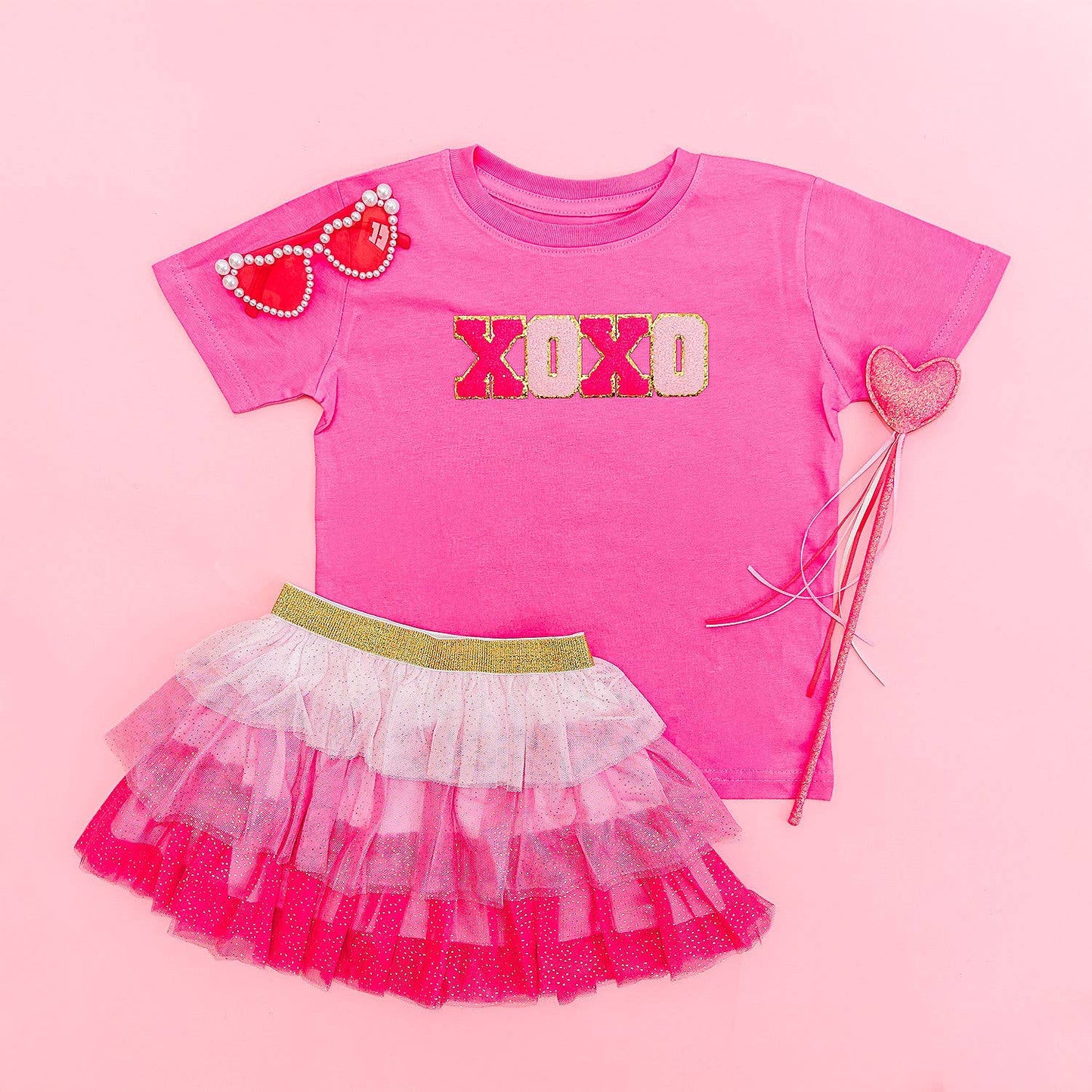 XOXO Patch Valentine's Day Short Sleeve T-Shirt