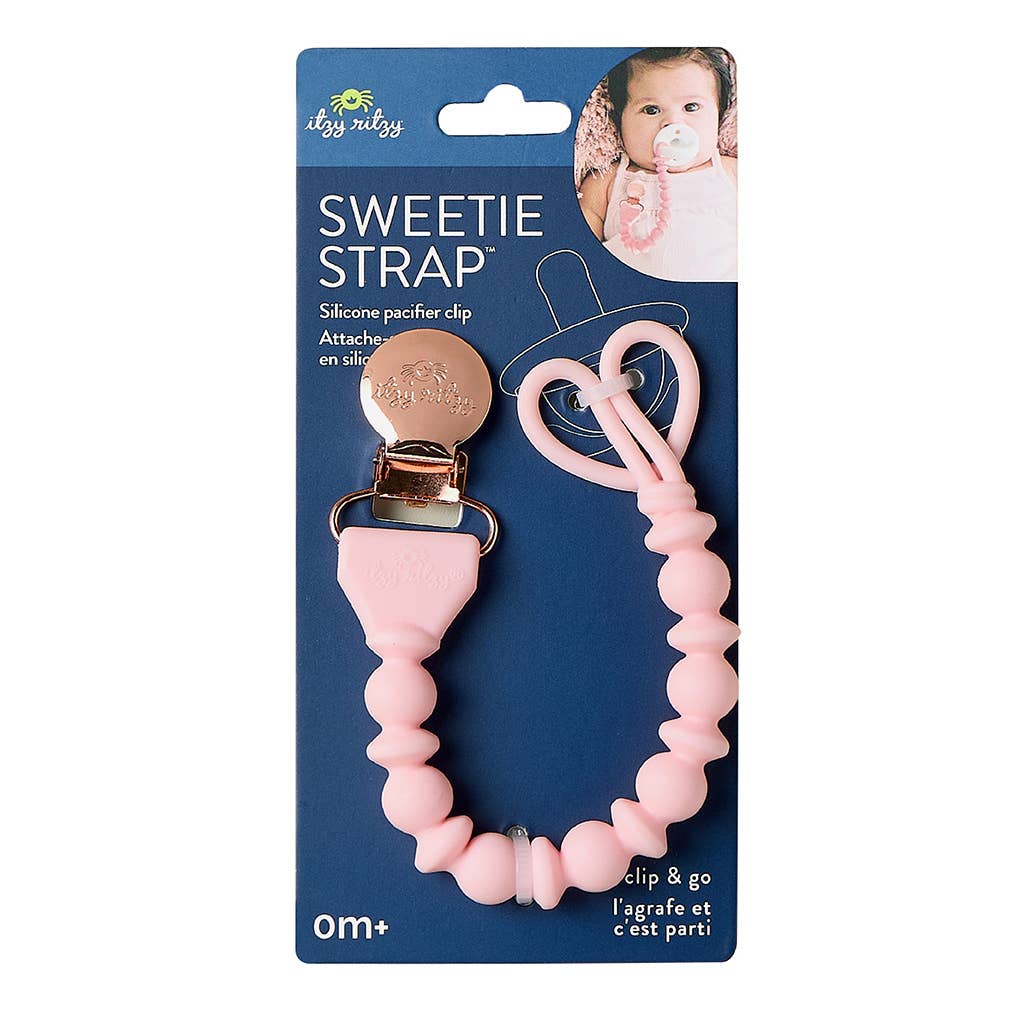 Sweetie Strap™ Silicone One-Piece Pacifier Clips - Pink Beaded