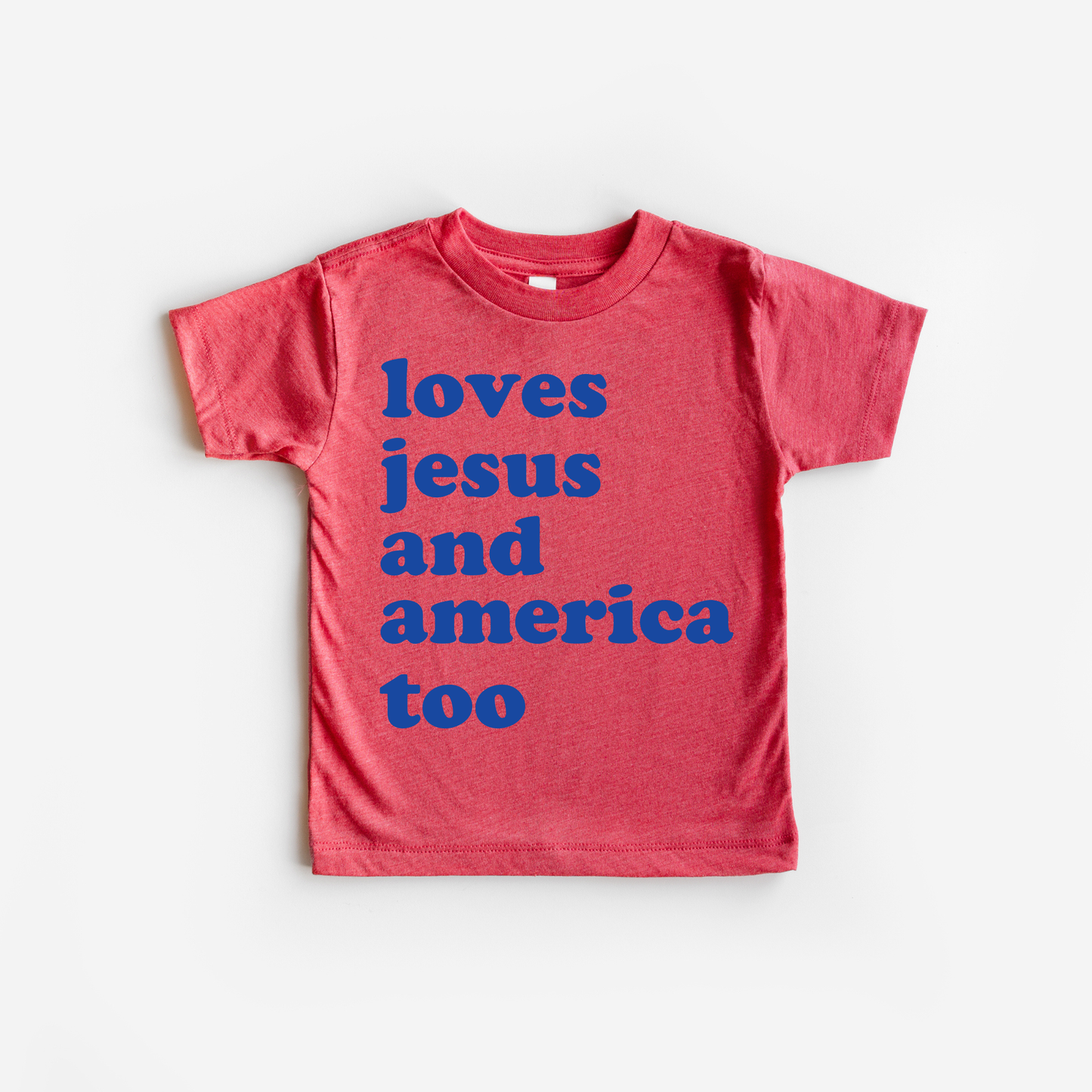 Benny & Ray Apparel - Loves Jesus and America Too 4th of July Shirt: 3T / Blue / White