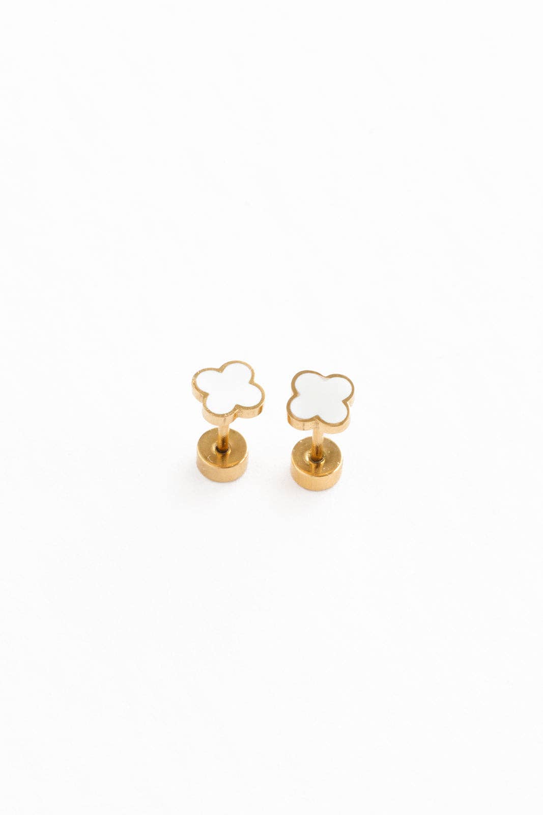 Quatrefoil Stud Earrings - Hypoallergenic, Flat Back
