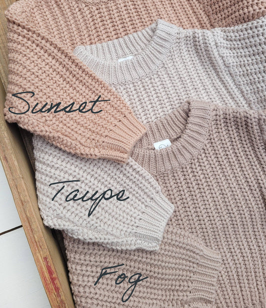 Kids Chunky Knit Braided Sweater | Fog