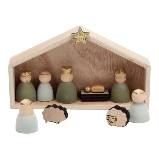 Flocked Nativity Scene