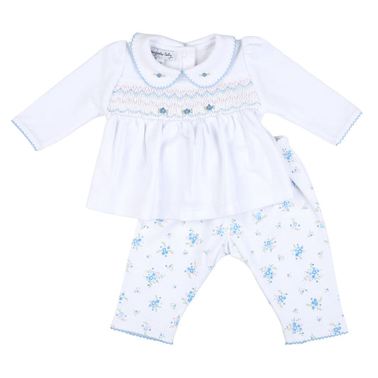 Samantha's Classic Smocked Pant Set | Sky Blue