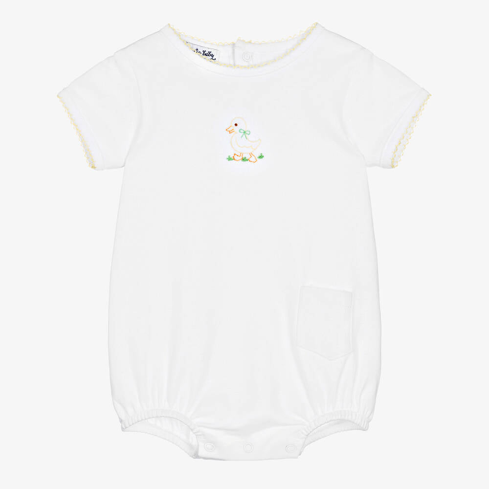 Little Quacker Yellow Embroidered Short Sleeve Bubble