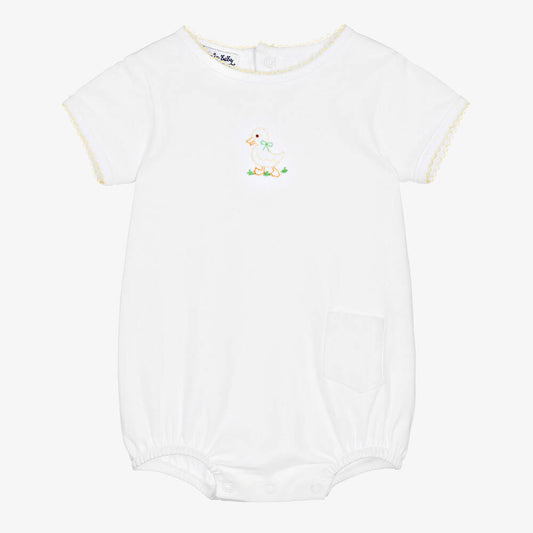 Little Quacker Yellow Embroidered Short Sleeve Bubble