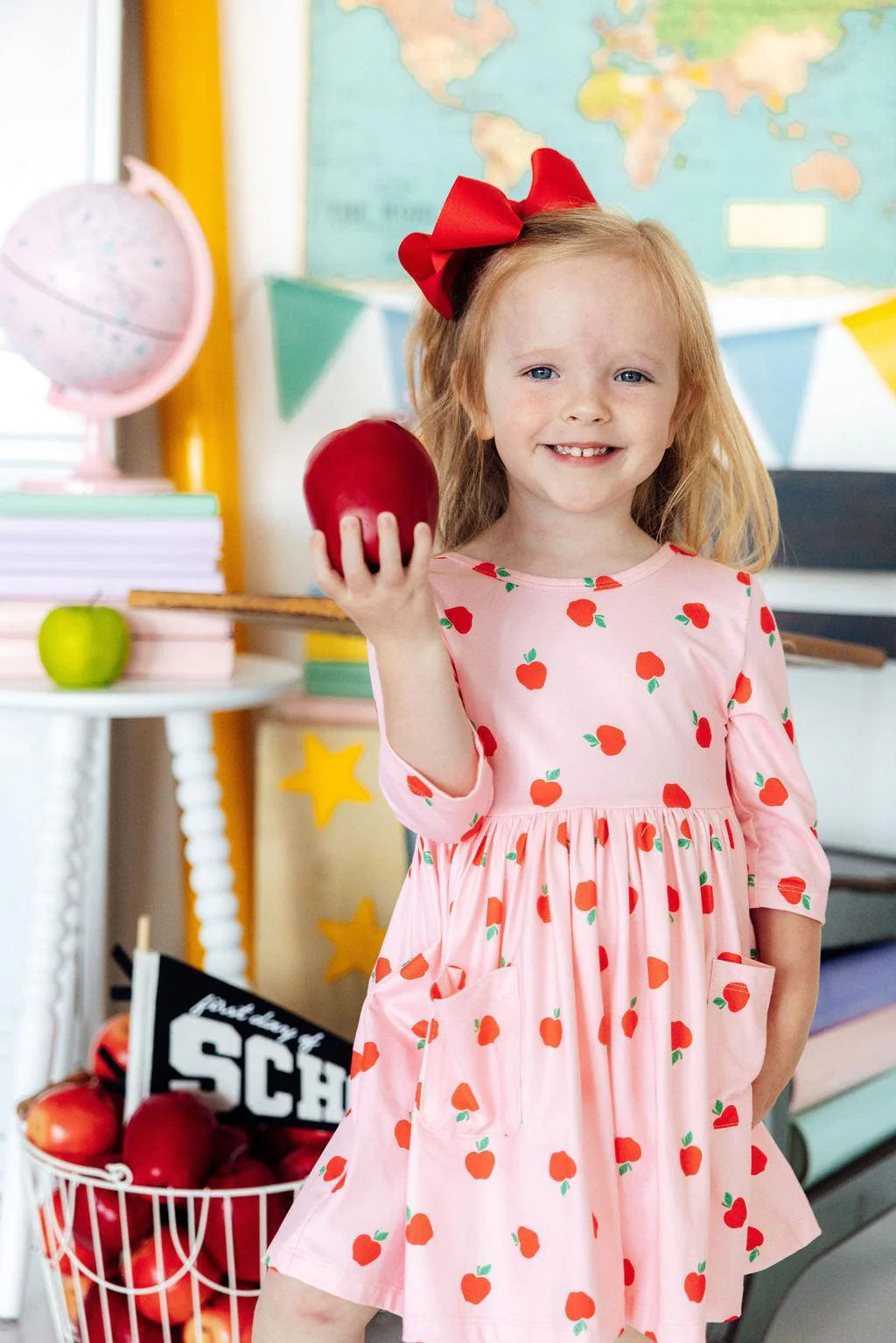 An Apple a Day 3/4 Sleeve Twirl Dress